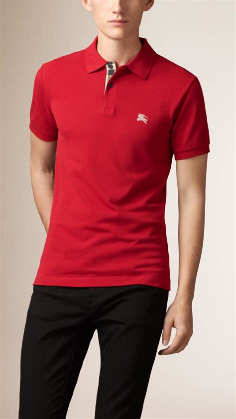 red Burberry polo shirts